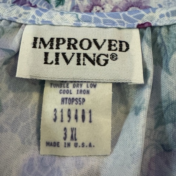 Improved Living 3X Shirt Top Blue Floral Flower Short Sleeve Scoop Neck Womens - Picture 5 of 6